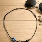 Ανδρικό κολιέ με χάντρα ματάκι & μεταλλικά στοιχεία