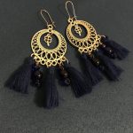 Σκουλαρίκια με μπλε φουντίτσες και γυάλινες μπλε χάντρες