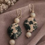 Σκουλαρίκια επάργυρα με κεραμικές χάντρες