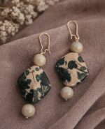 Σκουλαρίκια επάργυρα με κεραμικές χάντρες