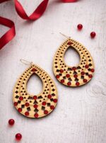 Σκουλαρίκια με ξύλινα στοιχεία και strass Swarovski