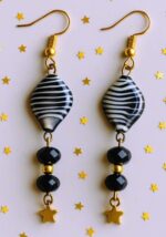 Σκουλαρίκια επίχρυσα με γυάλινες χάντρες