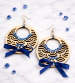 Σκουλαρίκια με ξύλινα στοιχεία και Swarovski stras SS20