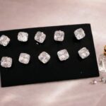 Ατσάλινα σκουλαρίκια με λευκά στρας