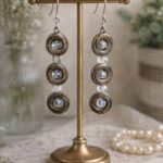 Σκουλαρίκια με γυάλινες χάντρες & επάργυρα στοιχεία