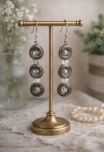 Σκουλαρίκια με γυάλινες χάντρες & επάργυρα στοιχεία