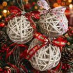 Χριστουγεννιάτικη ξύλινη λευκή μπάλα 10 cm