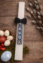 Λαμπάδα πλακέ, χρώμα λευκό με ξύλινα στοιχεία