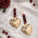 Σκουλαρίκια επάργυρα με γυάλινες χάντρες και strass Swarovski