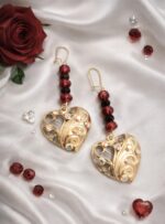 Σκουλαρίκια επάργυρα με γυάλινες χάντρες και strass Swarovski