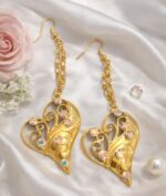 Σκουλαρίκια επίχρυσα καρδιές με strass Swarovski