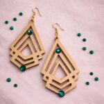 Σκουλαρίκια επίχρυσα με ξύλινα στοιχεία & Swarovski