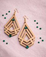 Σκουλαρίκια επίχρυσα με ξύλινα στοιχεία & Swarovski