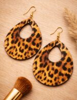 Σκουλαρίκια ξύλινα - animal print