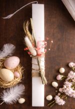 Λαμπάδα πλακέ με αποξηραμένα λουλούδια