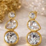 Επίχρυσα Ατσάλινα Σκουλαρίκια με στρας