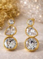 Επίχρυσα Ατσάλινα Σκουλαρίκια με στρας