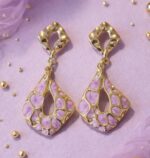 Ατσάλινα Επίχρυσα Σκουλαρίκια με σμάλτω